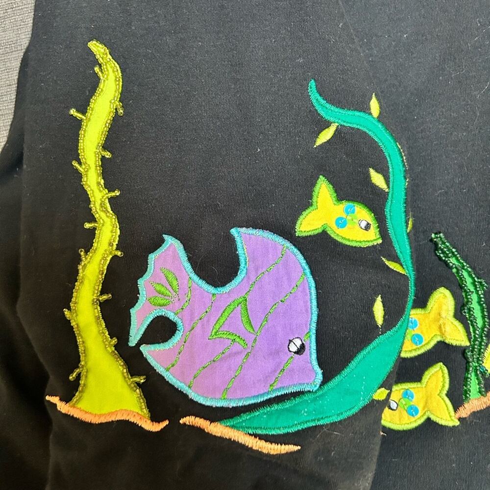 Michael Simon Sequin Fish Button Up Top Large - image 6